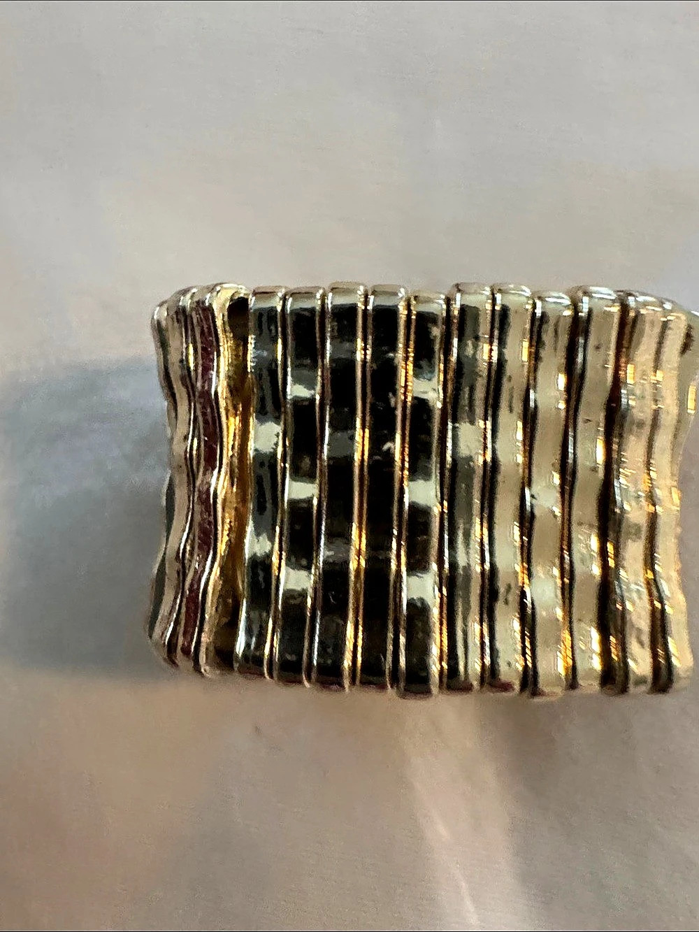 Gold Tone Rhinestone Stretch Statement Ring - Picture 5 of 5